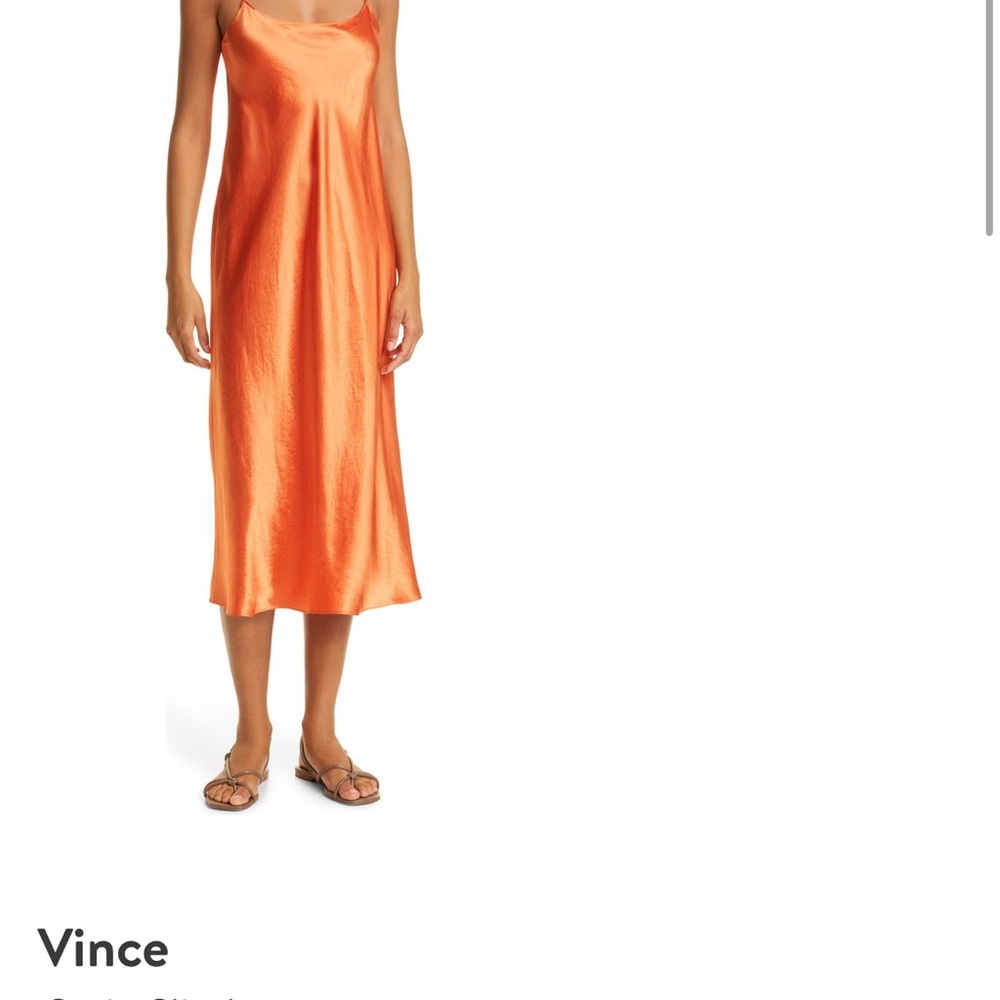 Orange Vince Satin Silk Dress